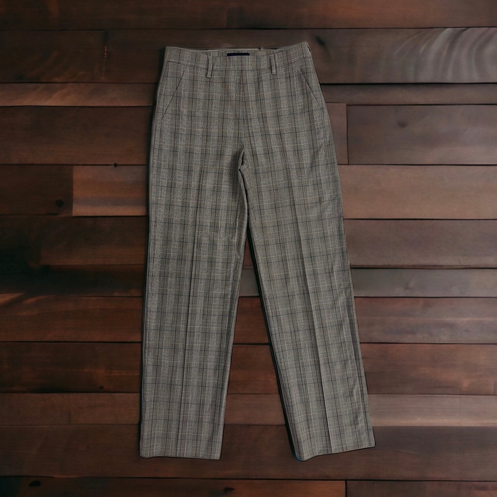 Piazza Sempione Gray Plaid Straight Leg Pants